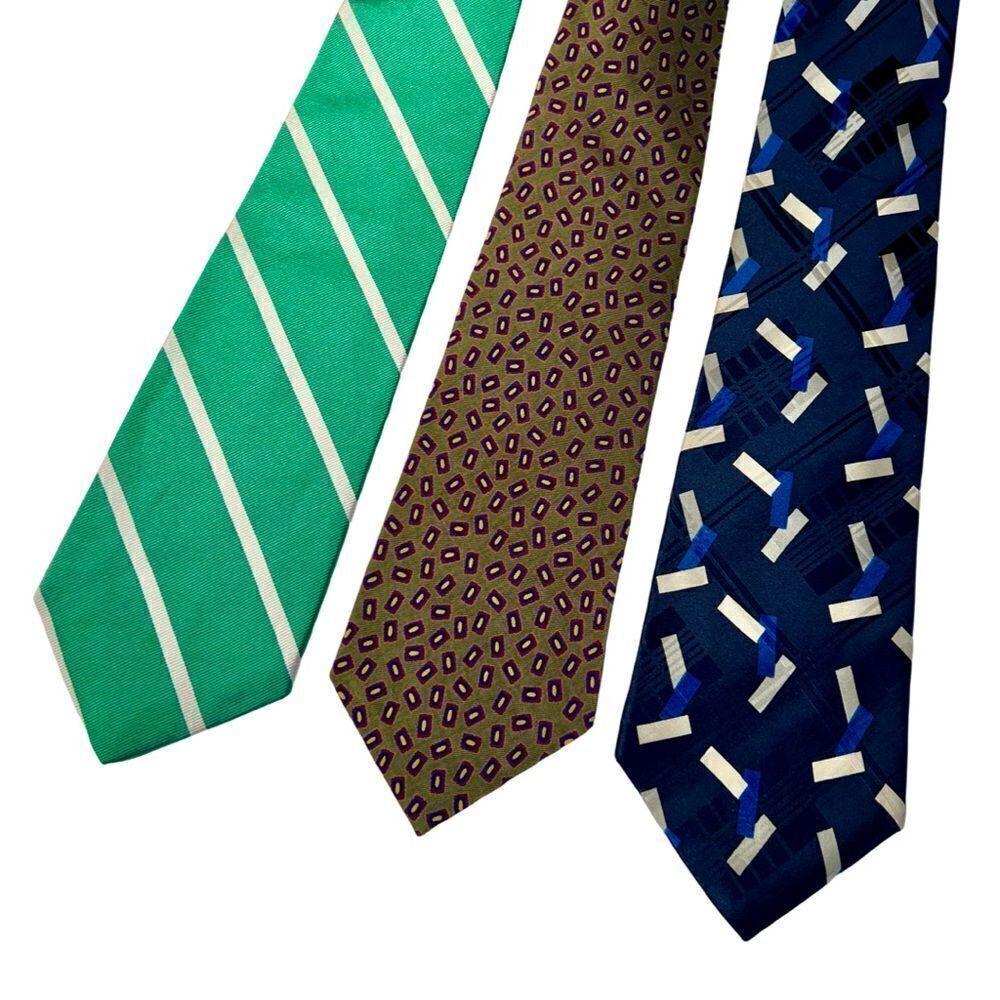 Lot of 3 Vintage 90s Polo Ralph Lauren Made by Hand Vivid Geometric Print Ties